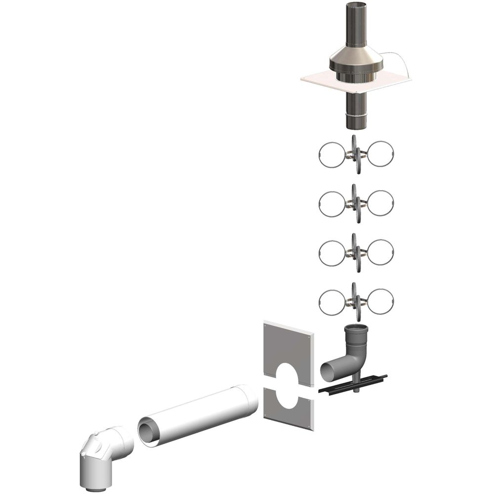 ATEC Schacht-Set PolyTwin DN 80/125-DN 80, PP-Abgassystem/PP, weiß-01571