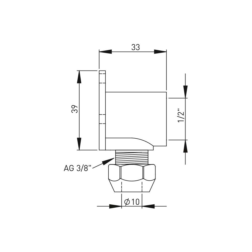 ASW Wandscheibe 1/2" x 10 mm, Messing verchromt, mit 1 Quetsche 