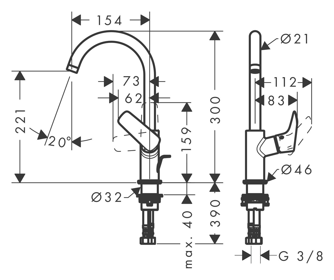 hansgrohe Waschtisch-Einhebelmischer Logis 210 mit Ablaufgarnitur und Schwenkauslauf, chrom