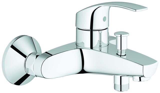 GROHE Wannen-Einhebelmischer Eurosmart chrom, Wandmontage, mit Temperaturbegrenzer