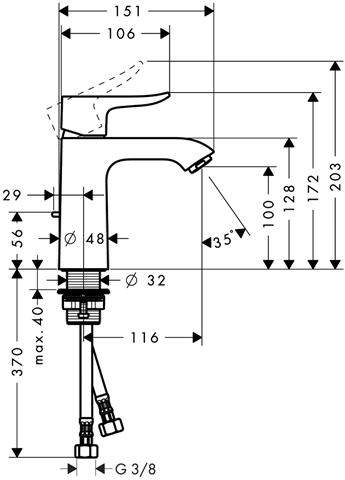 Hansgrohe Waschtisch-Einhebelmischer Metris 110 mit Ablaufgarnitur, chrom-31080000