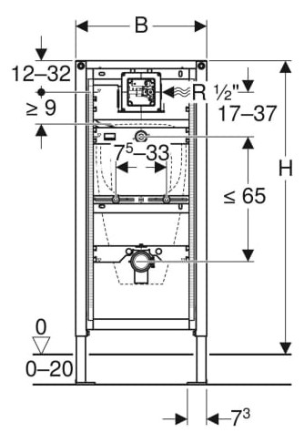 Geberit Duofix Element für Urinal, 112-130 cm, universell 111.616.00.1-111616001