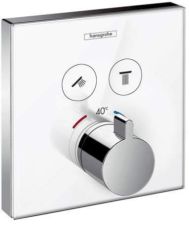 hansgrohe Fertigmontageset ShowerSelect UP-Thermostat, für 2 Verbraucher, Glas, weiß/chrom-15738400