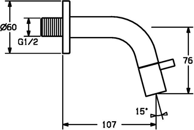 Waschtisch-Wand-Auslaufventil HANSANOVA Style chrom, Ausladung 107mm