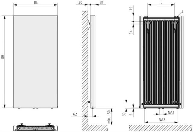 Kermi Design-Heizkörper Rubeo 1925 x 470 mm, weiß