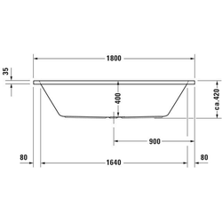 Duravit Rechteck-Badewanne D-Code weiß, 180 x 80 cm, Zentraler Ablauf