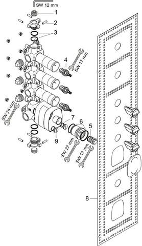 hansgrohe Grundset Axor Starck DN 20, UP-Thermostatmodul-10750180