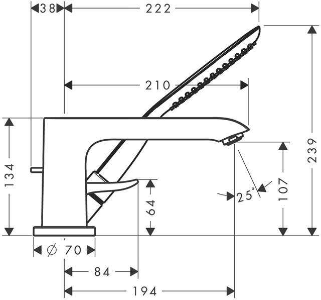 hansgrohe Fertigmontageset Metris 3-Loch-Wannenrand-Einhebelmischer, chrom