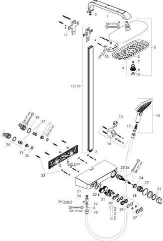 Showerpipe Raindance Select E 300 2jet, mit Ablage, chrom