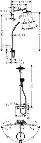 Hansgrohe Showerpipe Raindance S 240 1jet, Brausekopf d = 236 mm, chrom