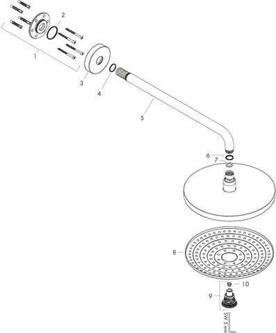 hansgrohe Kopfbrause Raindance Select S 240 2jet, mit Brausearm 390mm, chrom-26466000