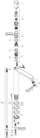 Waschtisch-Einhebelmischer Select E-240 5 l/min, mit Ablaufgarnitur, chrom-71752000