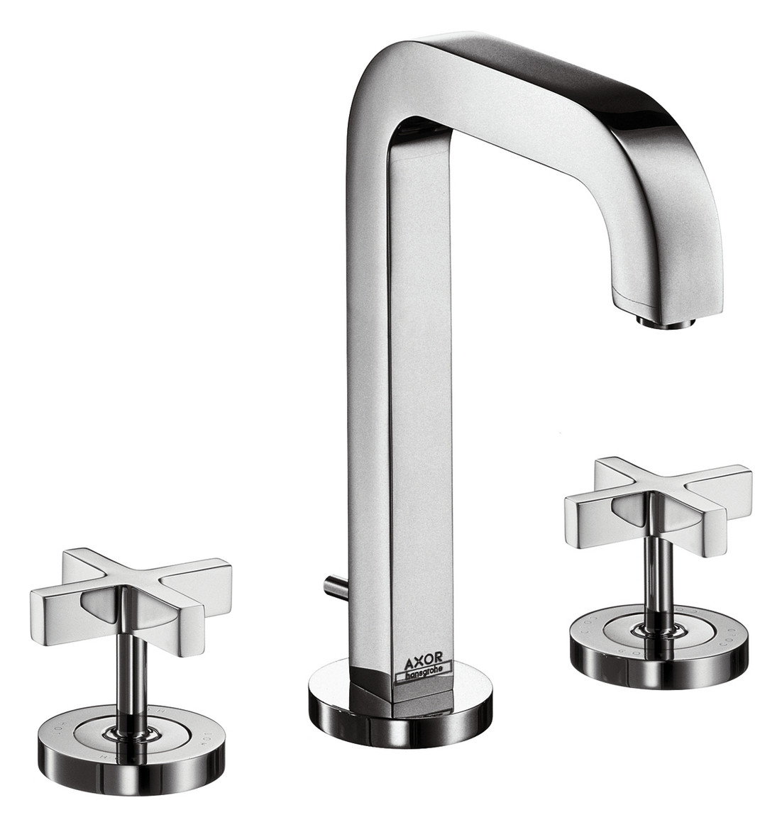 hansgrohe Waschtisch-3-Loch-Armatur Axor Citterio Auslauf 140 mm, Kreuzgriffe, Ablaufgarnitur, chrom