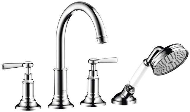 hansgrohe Fertigmontageset Axor Montreux DN 15, chrom, 4-Loch-Armatur, Fliesenrandmontage, Hebelgrif