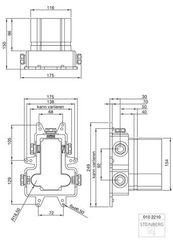 Steinberg UP-Einbaukörper 1/2", für Wannen-/Brausearmatur 