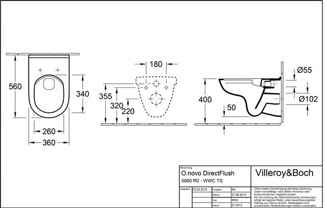 V&B Wand-WC-Combi-Pack O.NOVO weiß, DirectFlush, mit WC-Sitz