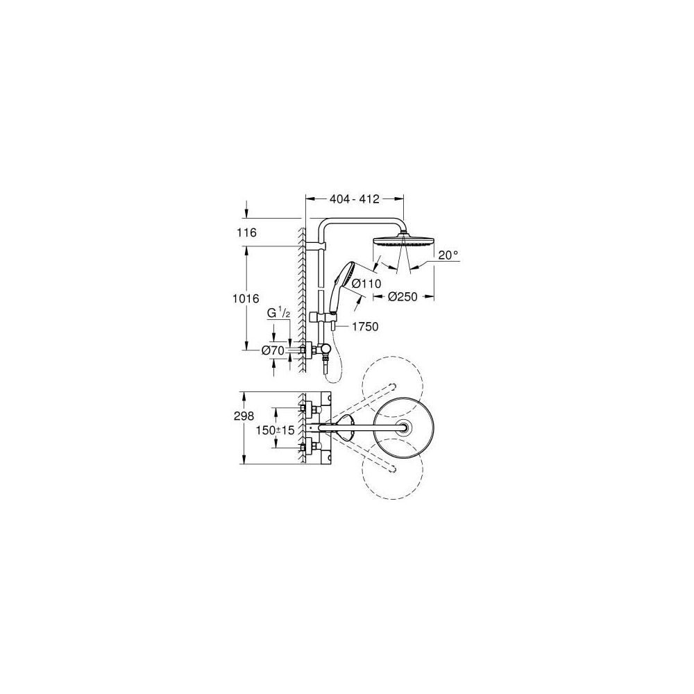 GROHE Duschsystem Tempesta 250 26670_1 Brause-THM KB Tempesta 250, chrom-26670001