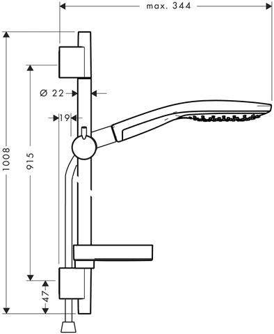 hansgrohe Raindance Select S Brauseset 150 3jet mit Brausestange 90 cm und Seifenschale Unica S Puro-27803000