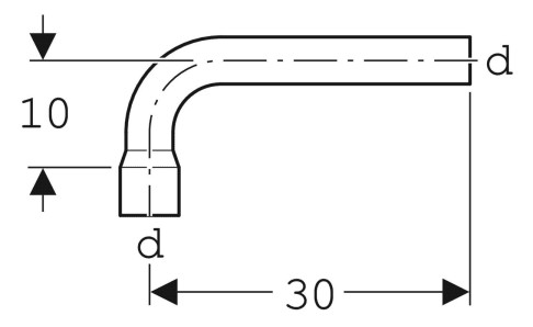 Geberit Spülbogenverlängerung 90Gr mit Steckmuffe: d=44mm, weiß-alpin 118.011.11.1