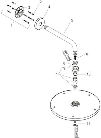 Tellerkopfbrause Raindance S 300 Air 1jet, Ø 300 mm, Brausearm 390 mm, chrom-27493000