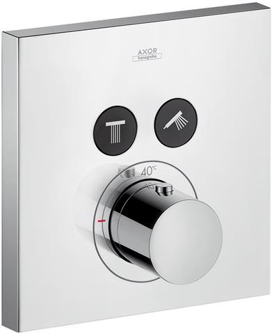 hansgrohe Fertigmontageset ShowerSelect Square UP-Thermostat, 2 Verbraucher, chrom-36715000