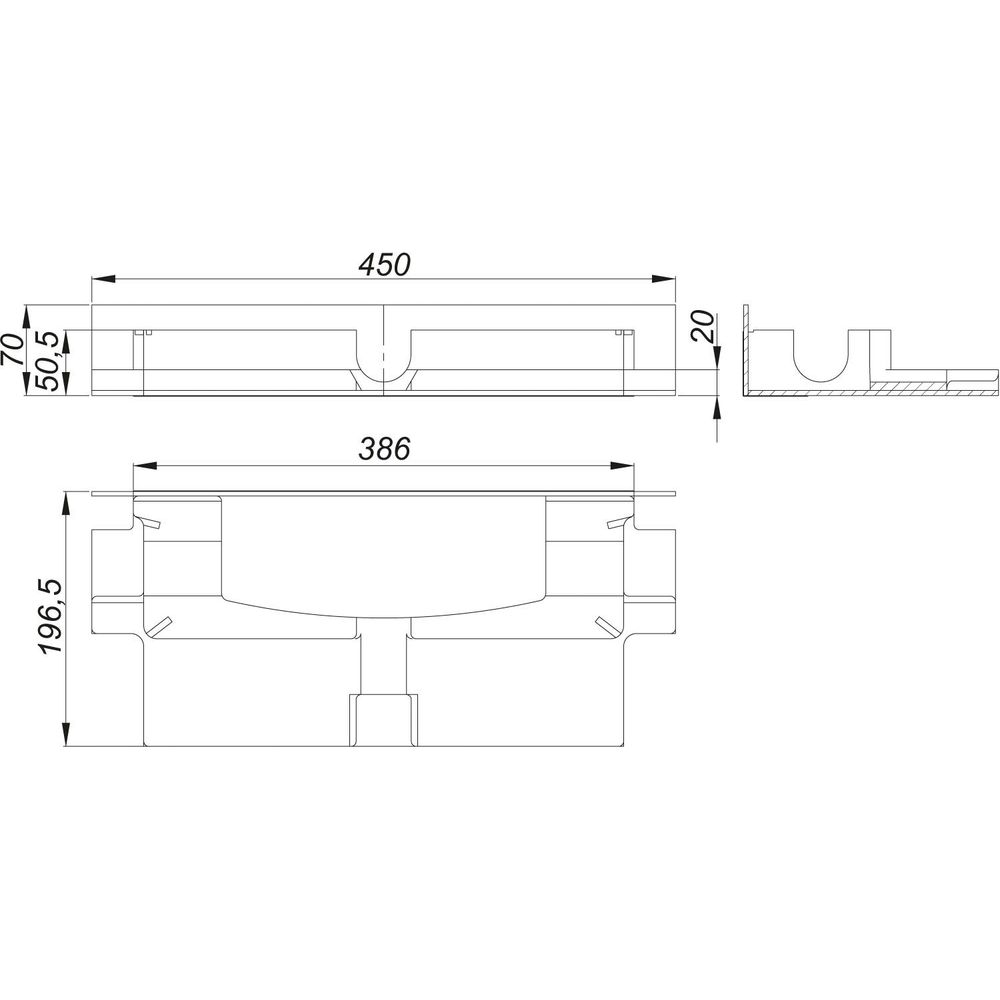 Dallmer Schallschutzelement DallFlex Plan zur Montage mit Ablaufgehäuse und Duschrinnen-539106