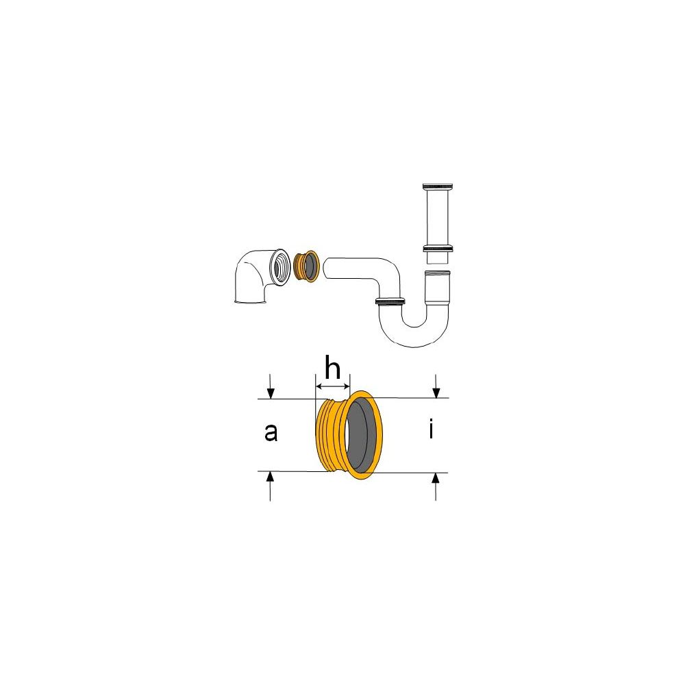 HAAS Gummi-Gewinde-Nippel DN 32 für 1 1/4", 30 x 41 x 19 mm, EPDM, schwarz 