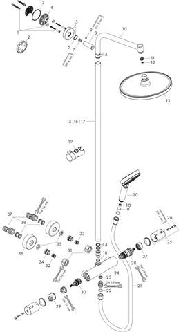 Hansgrohe Showerpipe Crometta S 240 EcoSmart 9 l/min, 1jet, Ø 240 mm, chrom