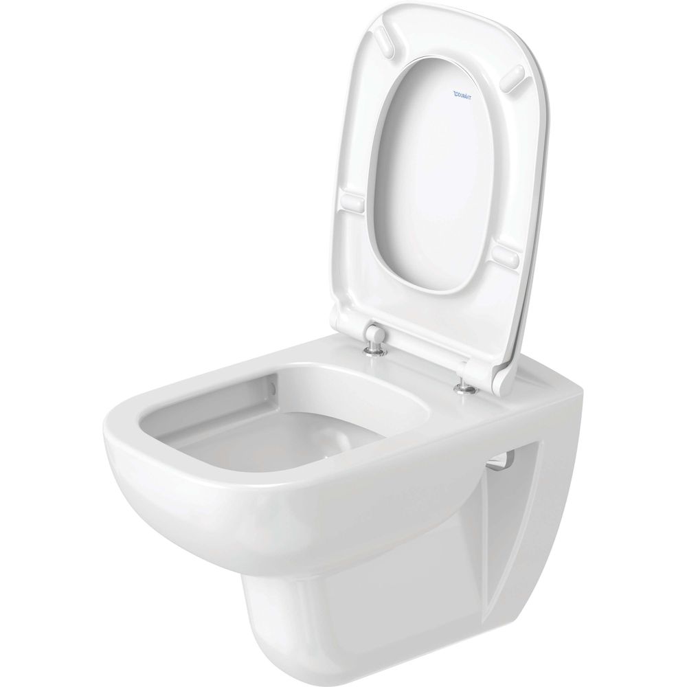 Duravit Wand-Tiefspül-WC Set D-Code mit WC-Sitz, Rimless, Durafix, weiß