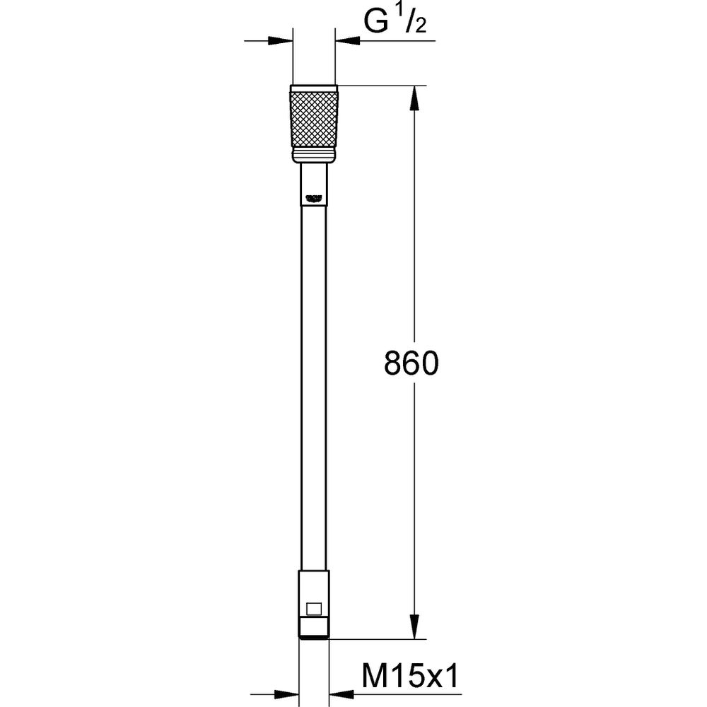 GROHE Brauseschlauch 46104 Metall 1/2"xM15x860mm für EHM mit auszb. Brause -46104000