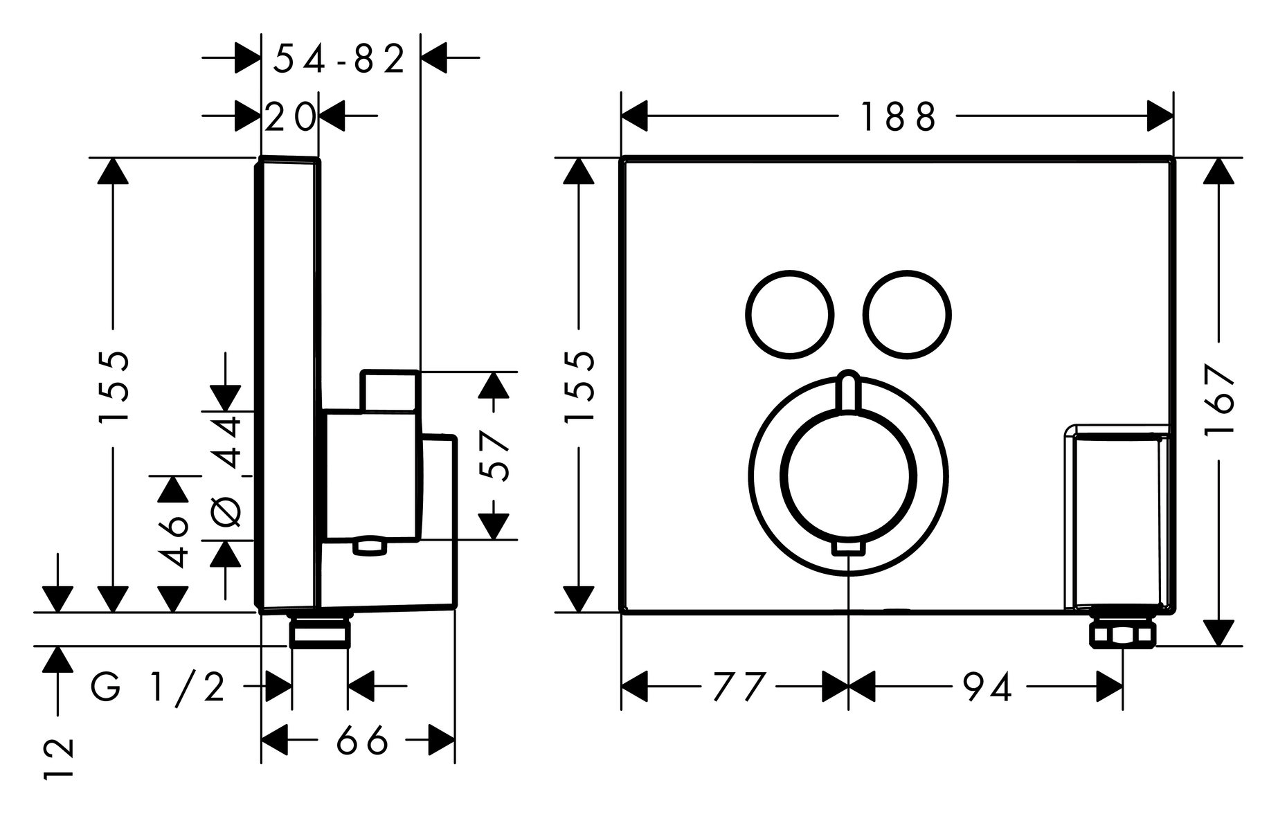 Hansgrohe Thermostat Unterputz ShowerSelect, für 2 Verbraucher, chrom, mit Fixfit und Portereinheit-15765000