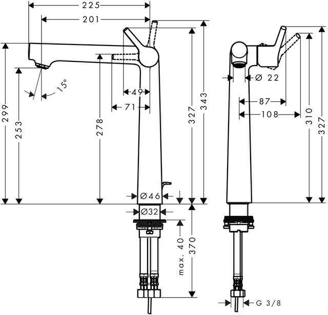 Waschtisch-Einhebelmischer Talis S 250 5 l/min, mit Ablaufgarnitur, chrom