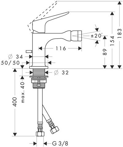 hansgrohe Bidet-Einhebelmischer Axor Citterio M Ausladung 116 mm, mit Ablaufgarnitur, chrom-34210000