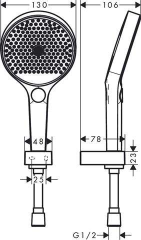 hansgrohe Brausehalterset Rainfinity 3jet, Brausekopf 130mm, Brauseschlauch 125cm, chrom