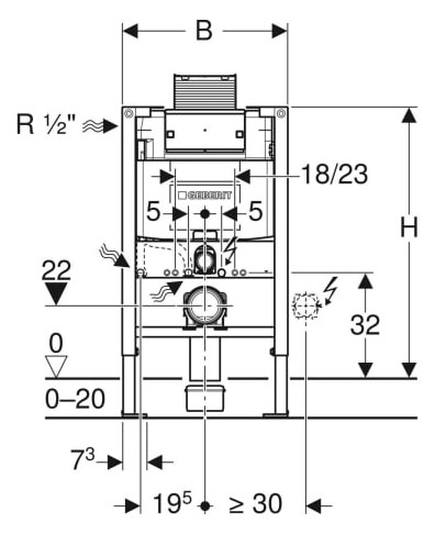 Geberit Duofix Element für Wand-WC, 82 cm, mit Omega UP-Spülkasten 12 cm 111.003.00.1-111003001