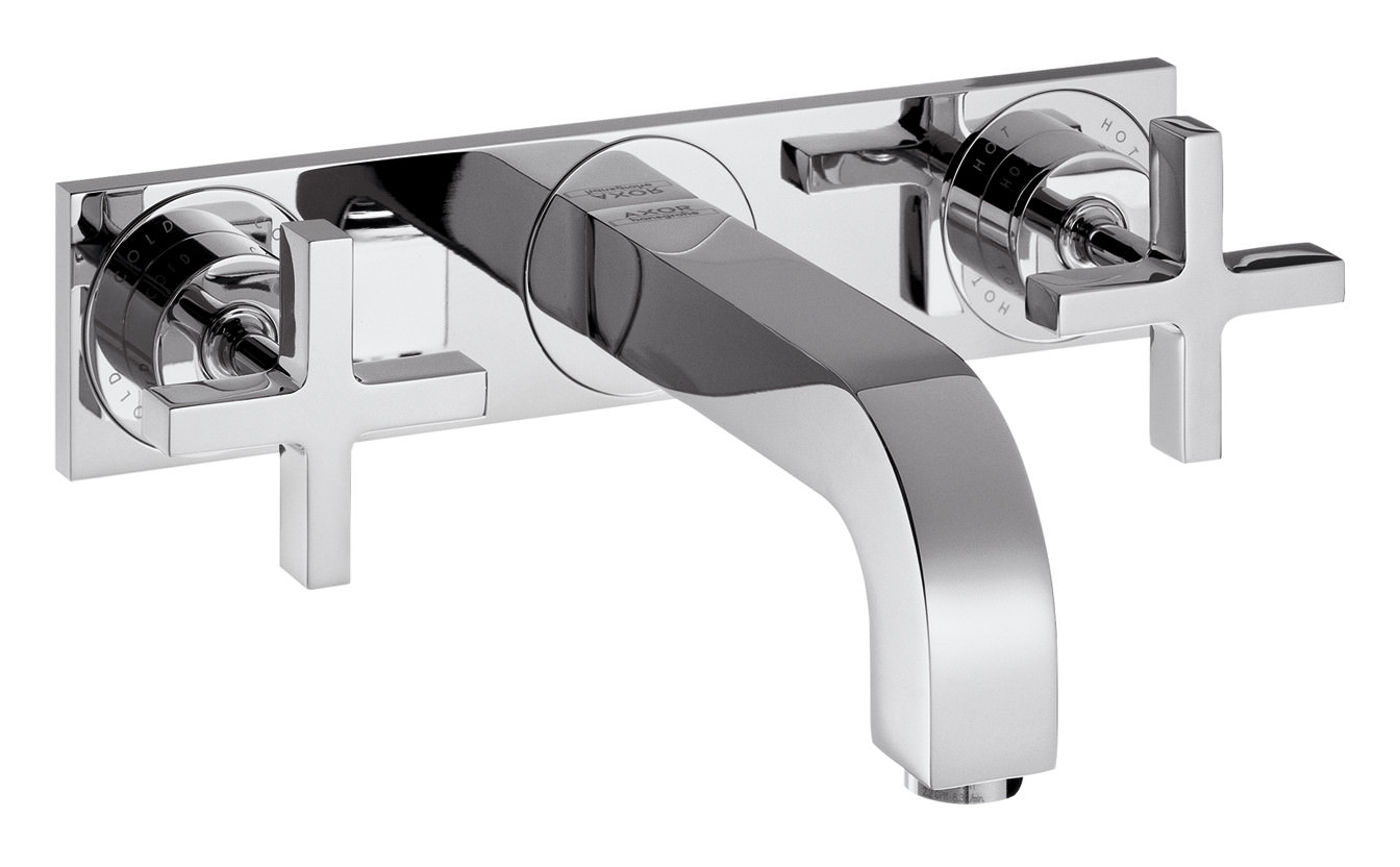 hansgrohe Fertigmontageset Axor Citterio 3-Loch-Waschtischarmatur UP, Auslauf 226 mm, Kreuzgriffe, P