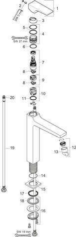 hansgrohe Waschtisch-Einhebelmischer Metropol 260 Ausladung 204mm, Push-Open Ablaufgarnitur, chrom