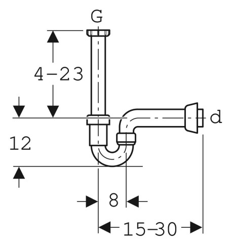 Geberit Rohrbogengeruchsverschluss für Spülbecken, Abgang horizontal: d=50mm, G=1 1/2", weiß-alpin 1 -152741111