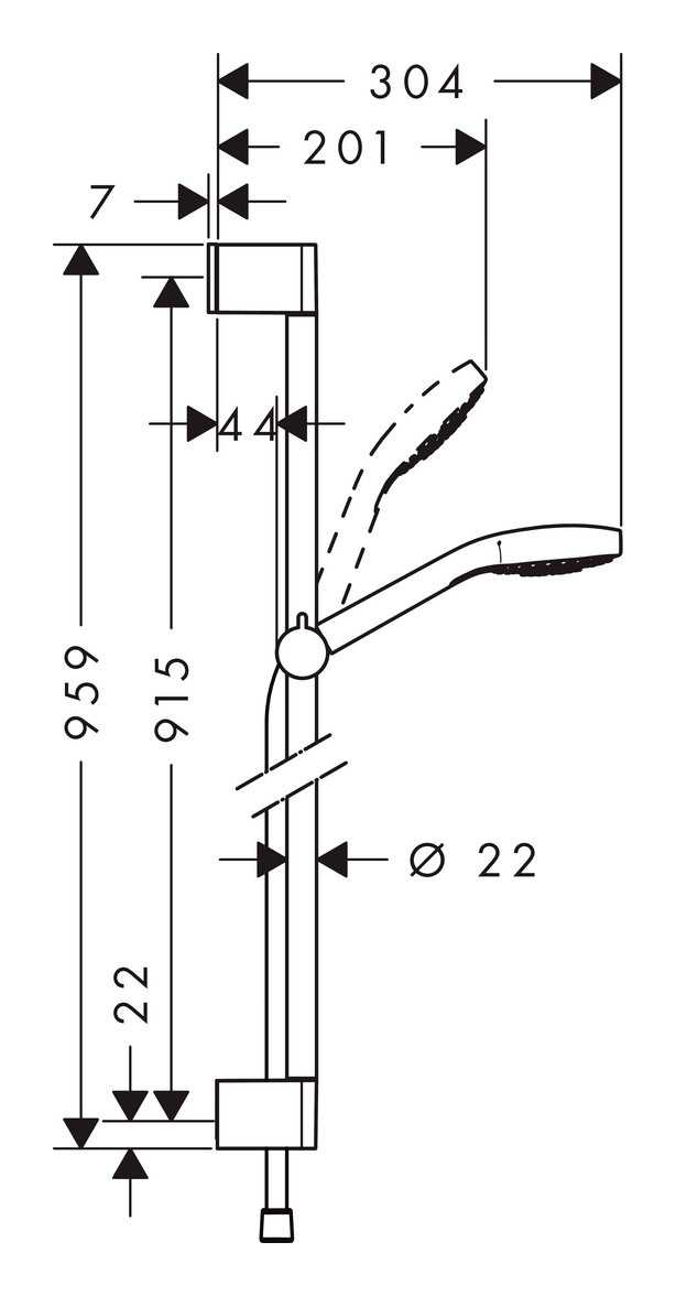 Hansgrohe Brauseset Croma Select S Vario mit Brausestange Unica Croma 900 mm, weiß/chrom-26572400