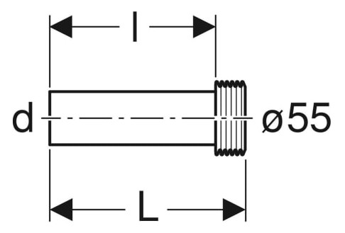 Geberit Spülbogenverlängerung mit Manschette: d=45mm, L=18.5cm 152.434.06.1-152434061