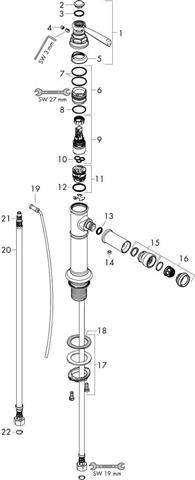 hansgrohe Bidet-Einhebelmischer Axor Montreux DN 15, chrom, mit Ablaufgarnitur-16526000