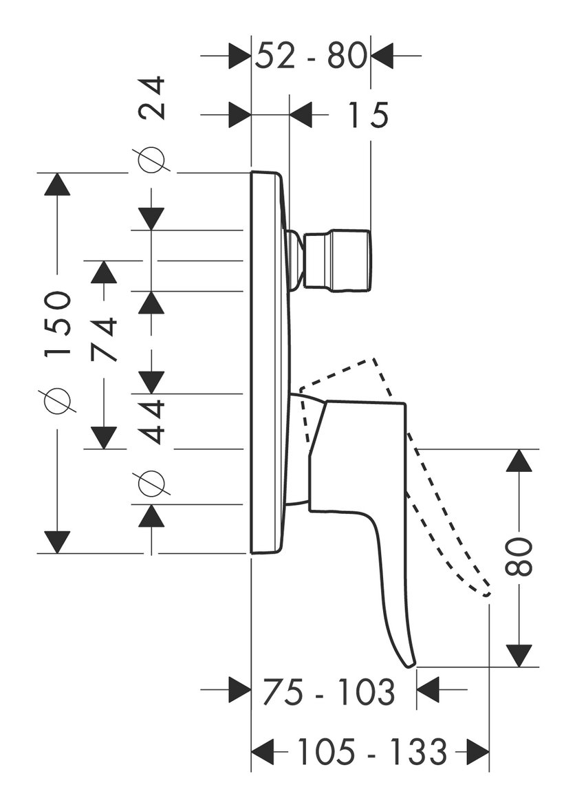 hansgrohe Metris Einhebel-Wannenmischer Unterputz, Rosette rund, chrom