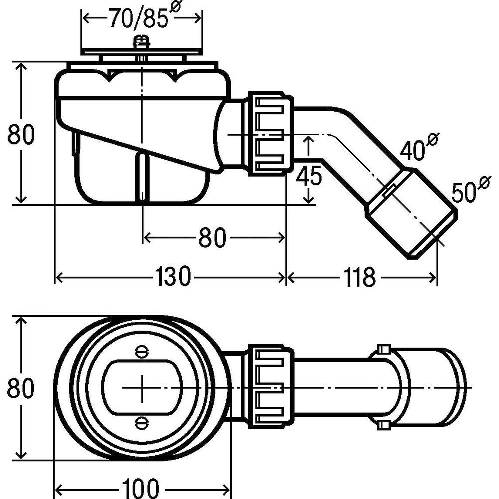 Viega Funktionseinheit Domoplex 6928.1  70 mm x DN 40/50, Kunststoff weiß, für Ablaufloch d= 52mm 