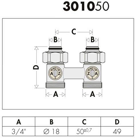 Caleffi Zweirohr-Hahnblock Durchgang, Heizkörperanschluss 3/4" IG -301052