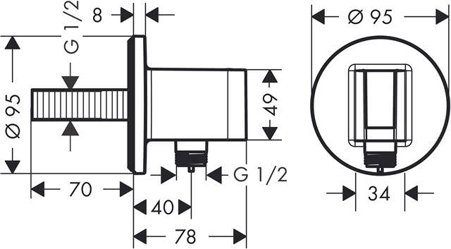 Schlauchanschluss Axor Fixfit Porter rund mit Rückflussverhinderer, integrierte Haltefunktion, chrom-36733000