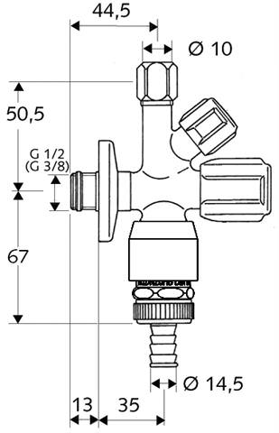 SCHELL Kombi-Eckventil COMFORT verchromt, G 1/2 AG, mit ASAG easy