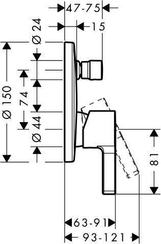 hansgrohe Fertigmontageset Metris S UP-Wannen-Einhebelmischer, mit Sicherungskombination, chrom-31466000