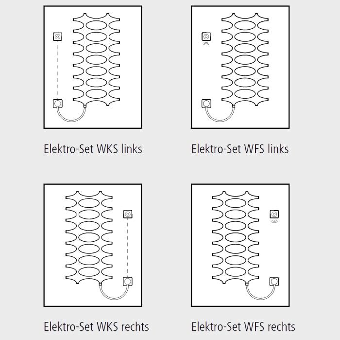 Kermi Design-Heizkörper Ideos Elektro-Zusatzbetrieb 1151 x 508 mm, weiß, Elektro-Set WKS links