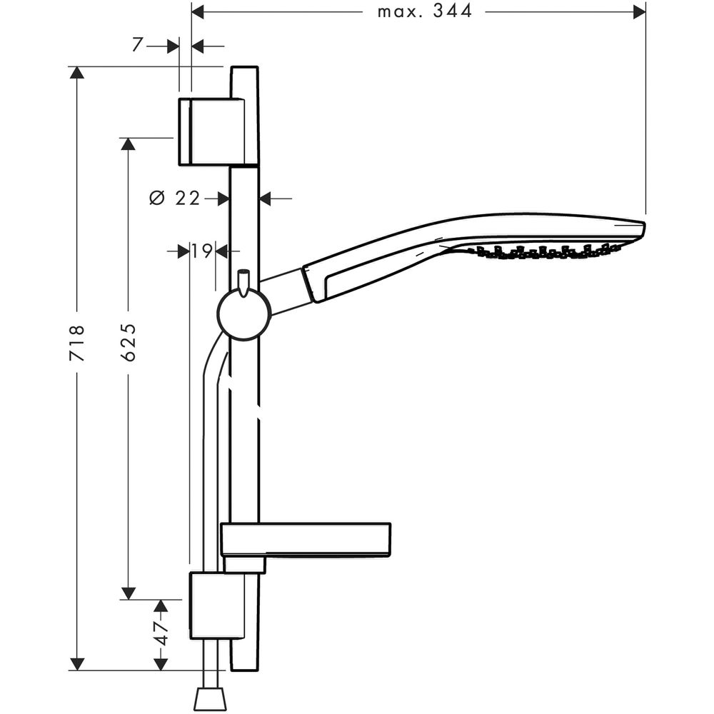 hansgrohe Brauseset Raindance Select S 150 mit 65 cm Brausestange Unica S Puro, chrom, 3jet