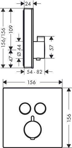 hansgrohe Fertigmontageset ShowerSelect UP-Thermostat, für 2 Verbraucher, Glas, weiß/chrom-15738400